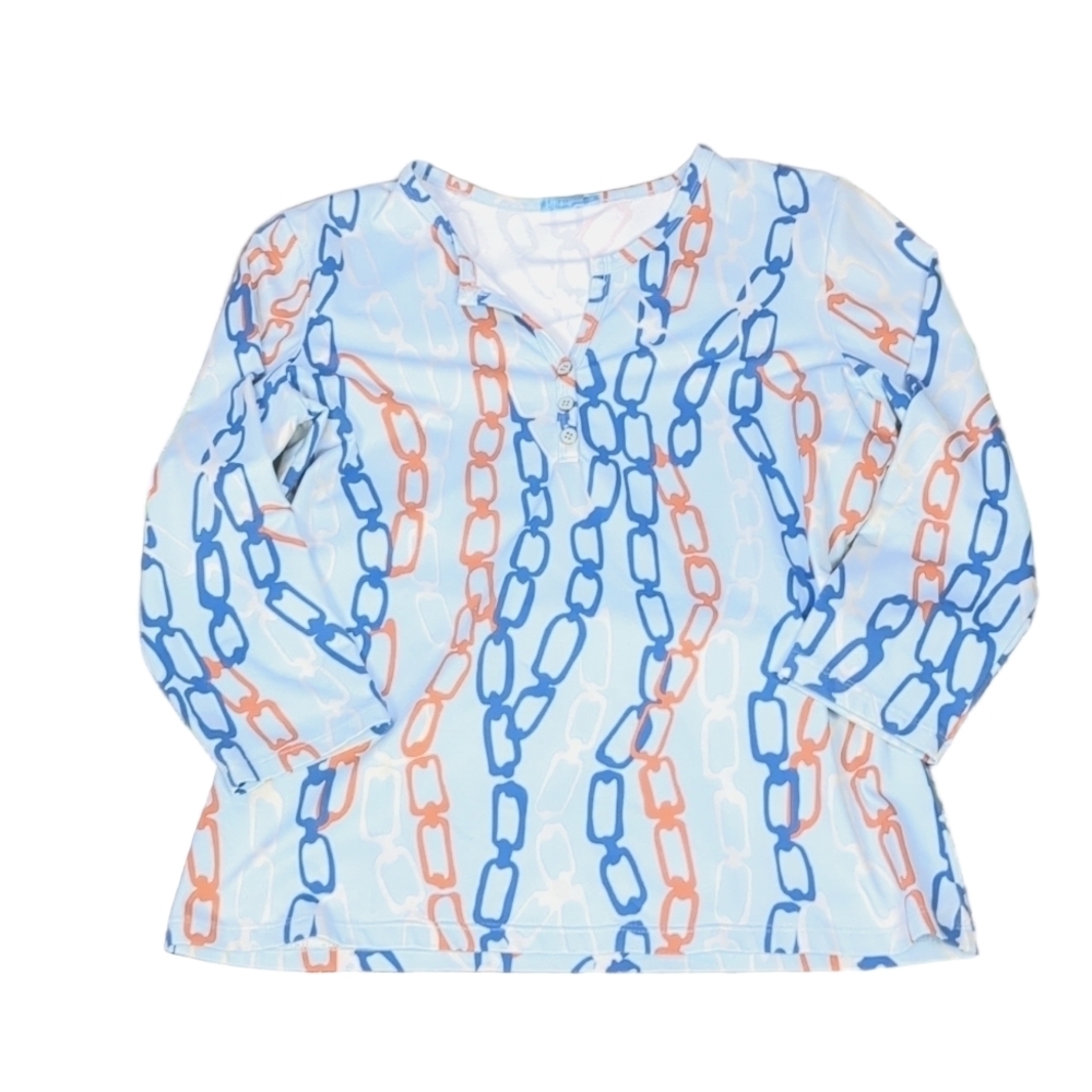 J. McLaughlin 3/4 sleeve chain link top size medium